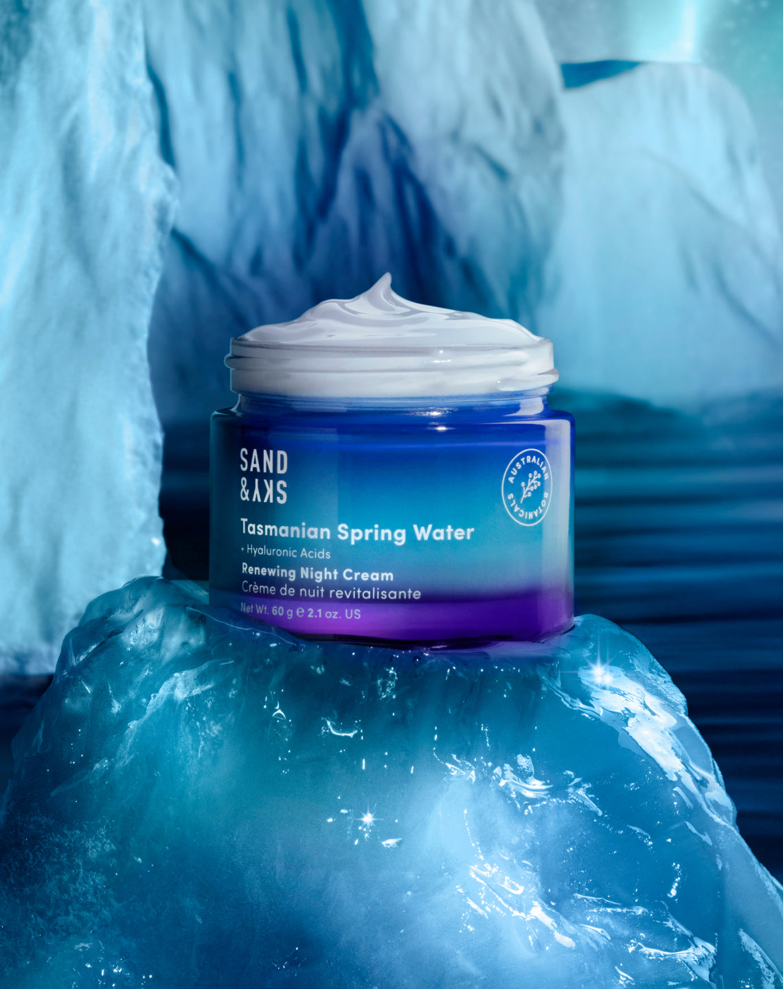 Tasmanian Spring Water Renewing Night Cream lifestyle image - product in use