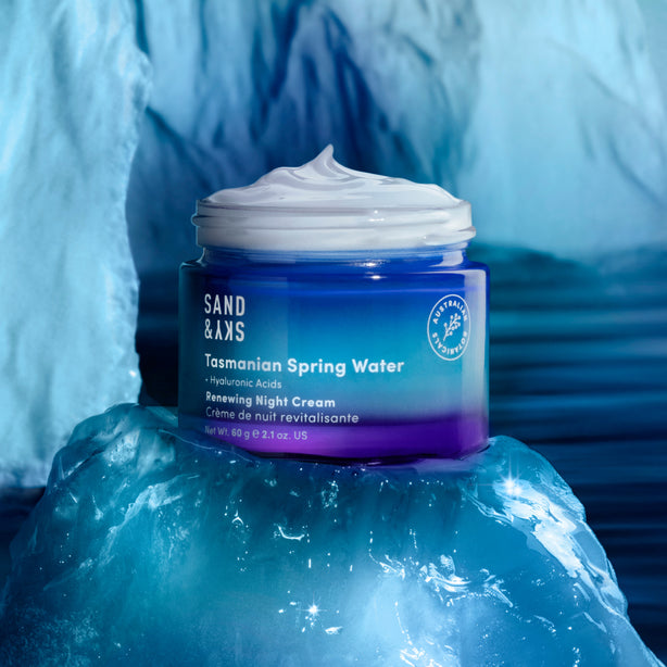 Tasmanian Spring Water Renewing Night Cream lifestyle image - product in use