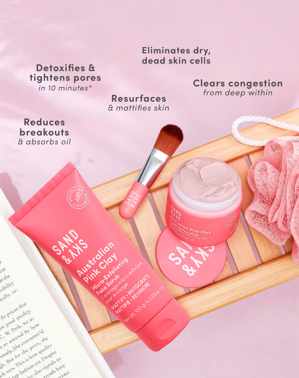 Pink Clay Skincare Set - Perfect Skincare Bundle &VerticalLine; Sand ...